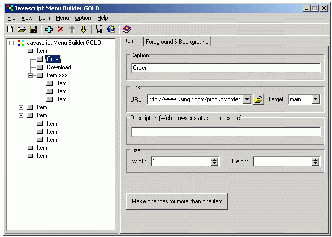 Javascript Menu Builder GOLD Screenshot